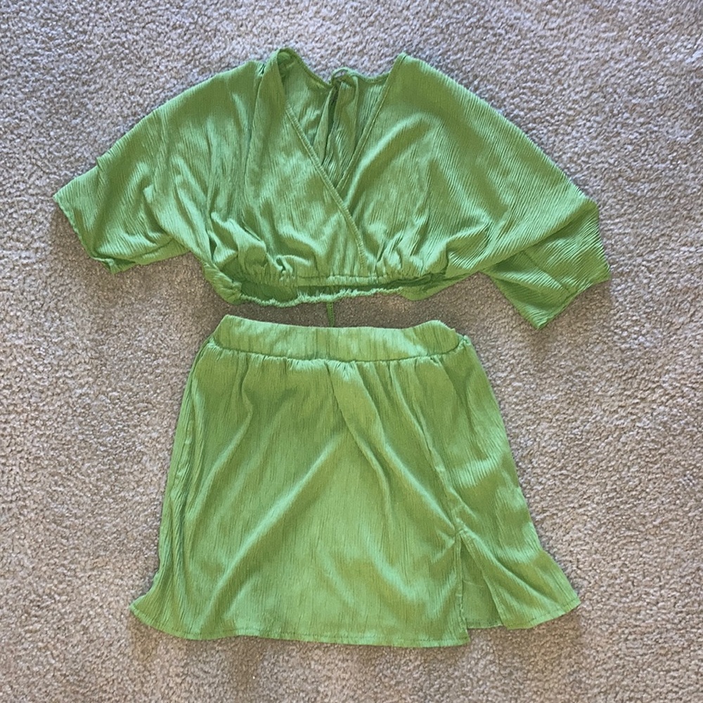 Shein cropped skirt and shirt set